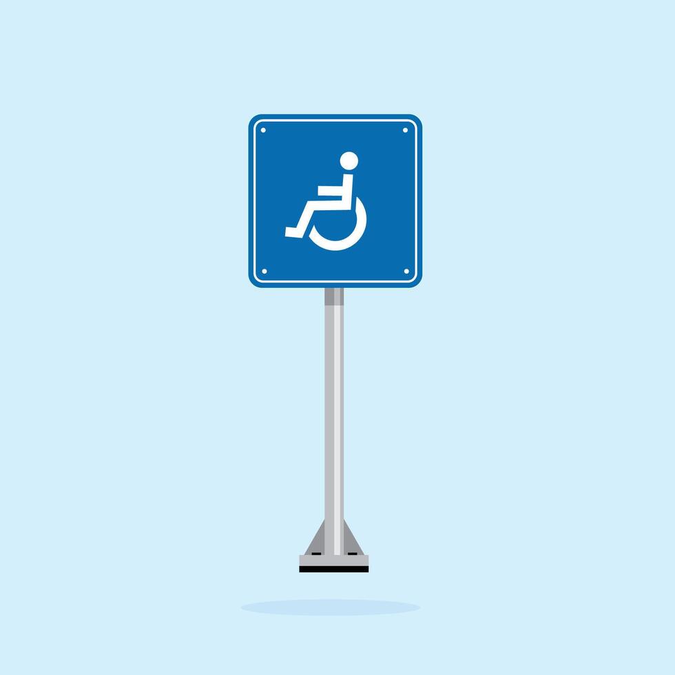 road sign icon, minimalist disabled symbol in blue checkered board. suitable for poster use and web icon vector