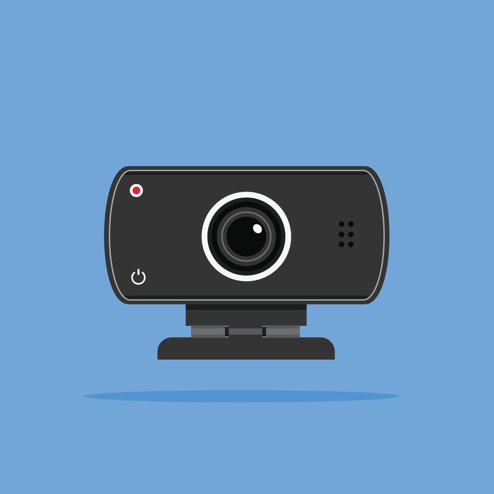 Webcam camera logo in square shape, computer technology illustration. suitable for posters and web icons vector