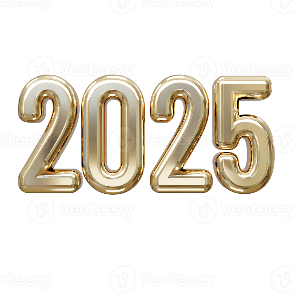 Happy new year shiny silver text effect illustration effect rendering png