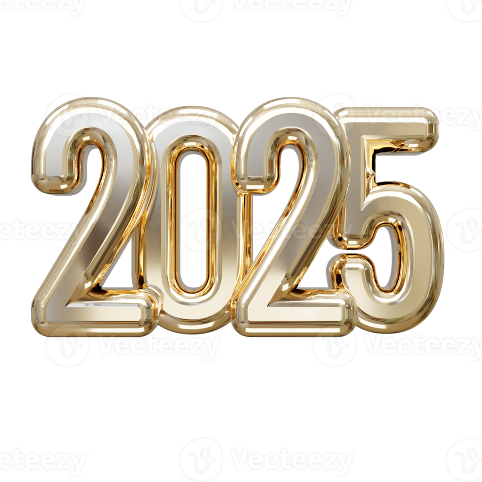 Happy new year 2025 text effect illustration effect rendering png