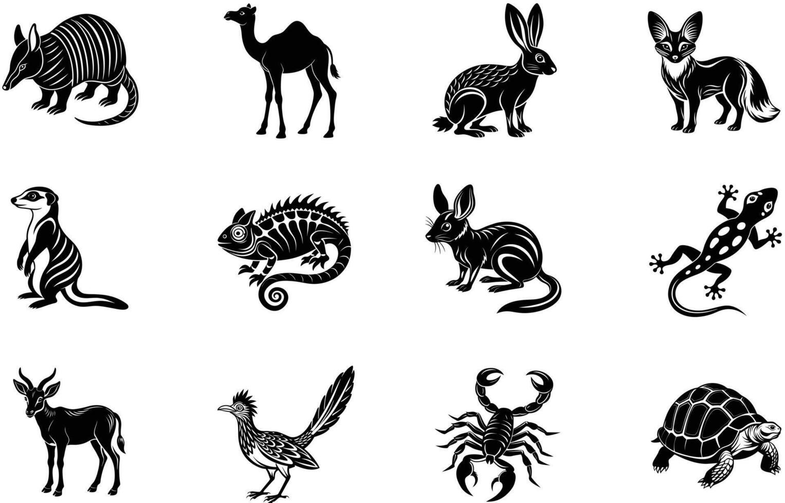 Desert Animals silhouette bundle vector