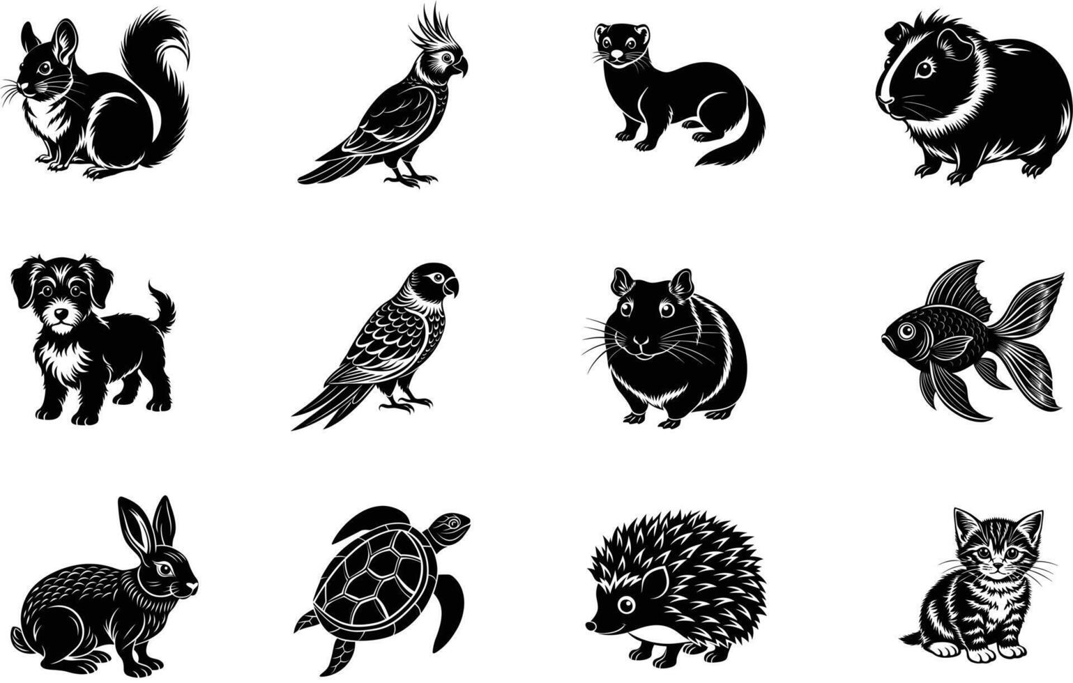 Domestic Animals ,Pets. silhouette bundle set vector