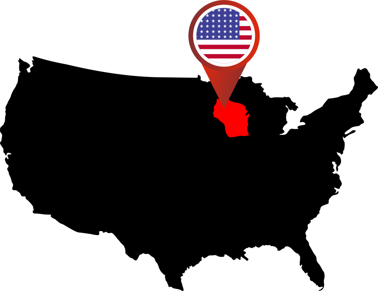 Wisconsin pin map location png