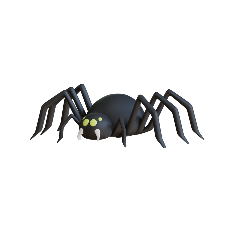 3d render of a black widow spider creeping on dark png