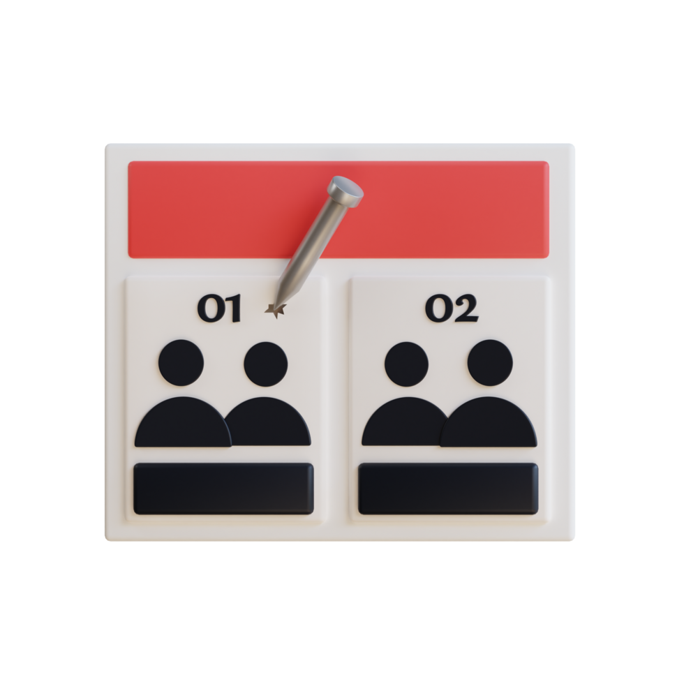 3D render of calendar with appointment for two persons on first day png