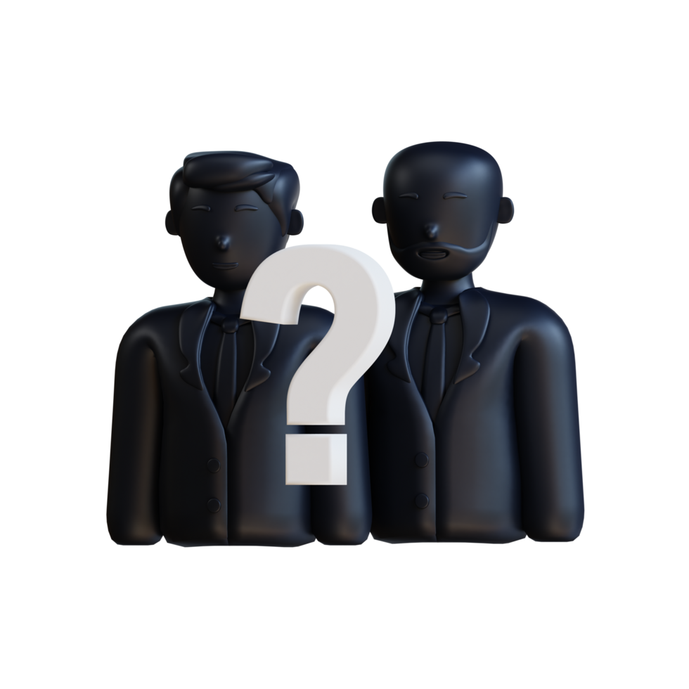 Two anonymous businessmen with question mark, concept for anonymity, business mystery png
