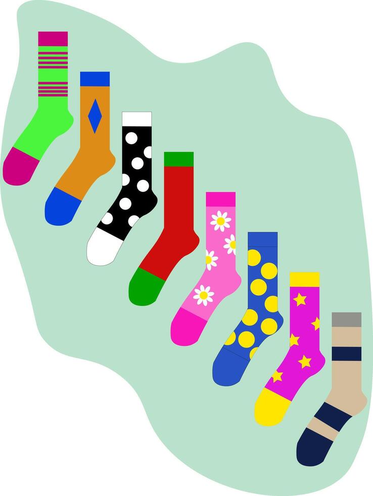Many multicolored socks, on abstract background vector