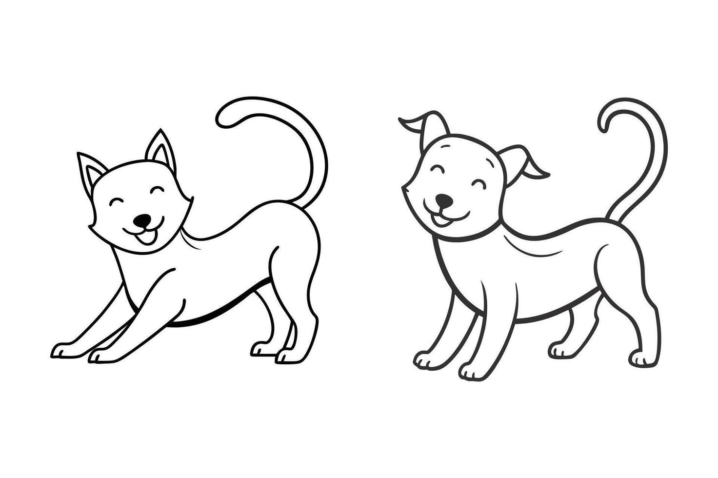happy dog line art design vector