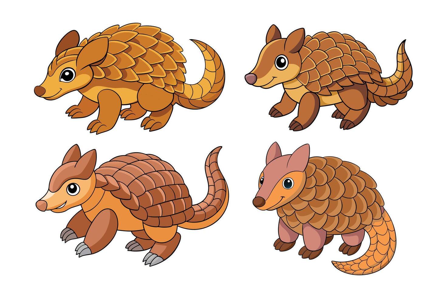 A set of pangolin illustration. vector