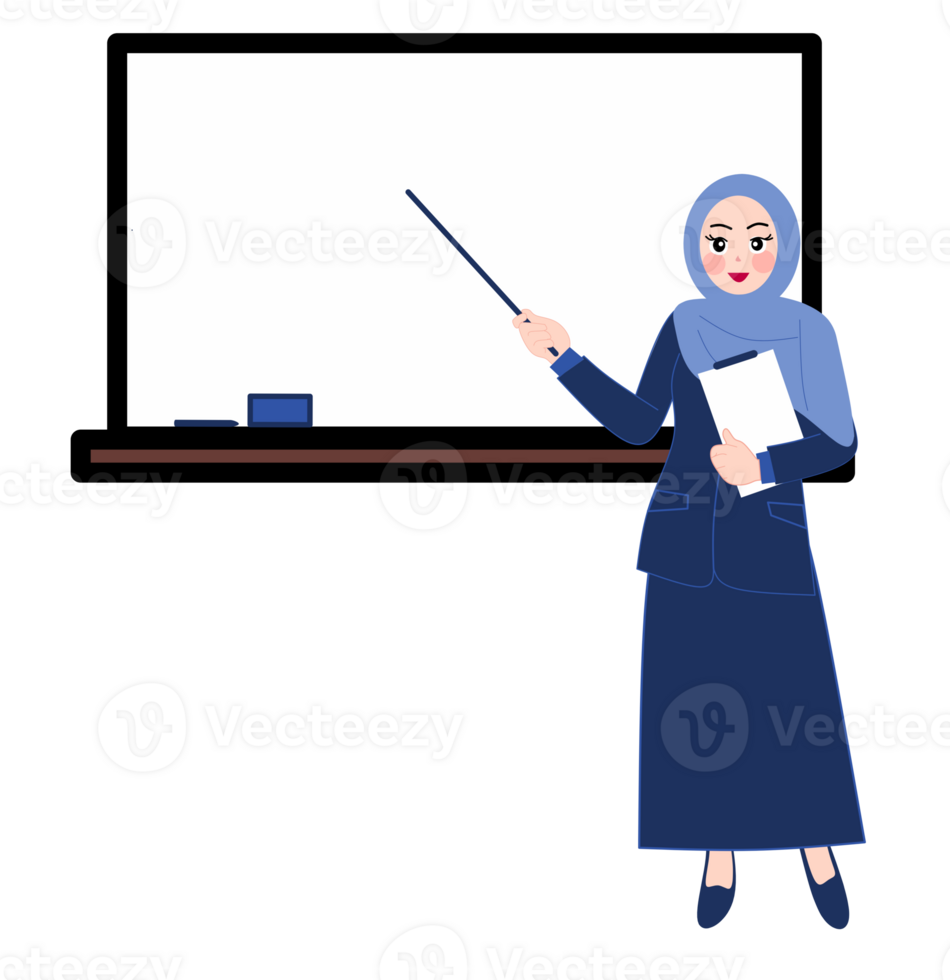A woman in hijab is teaching a class png