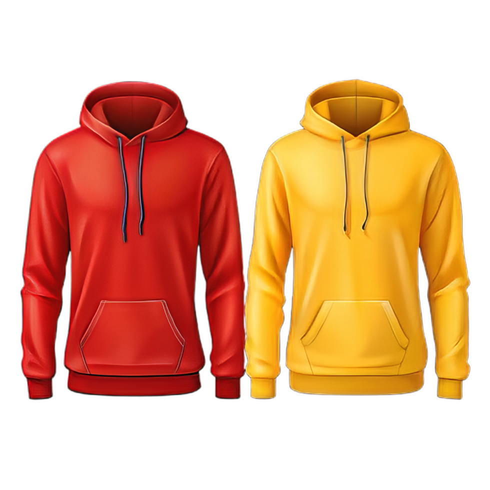 Red And Yellow T-Shirt Mockup on a transparent background png
