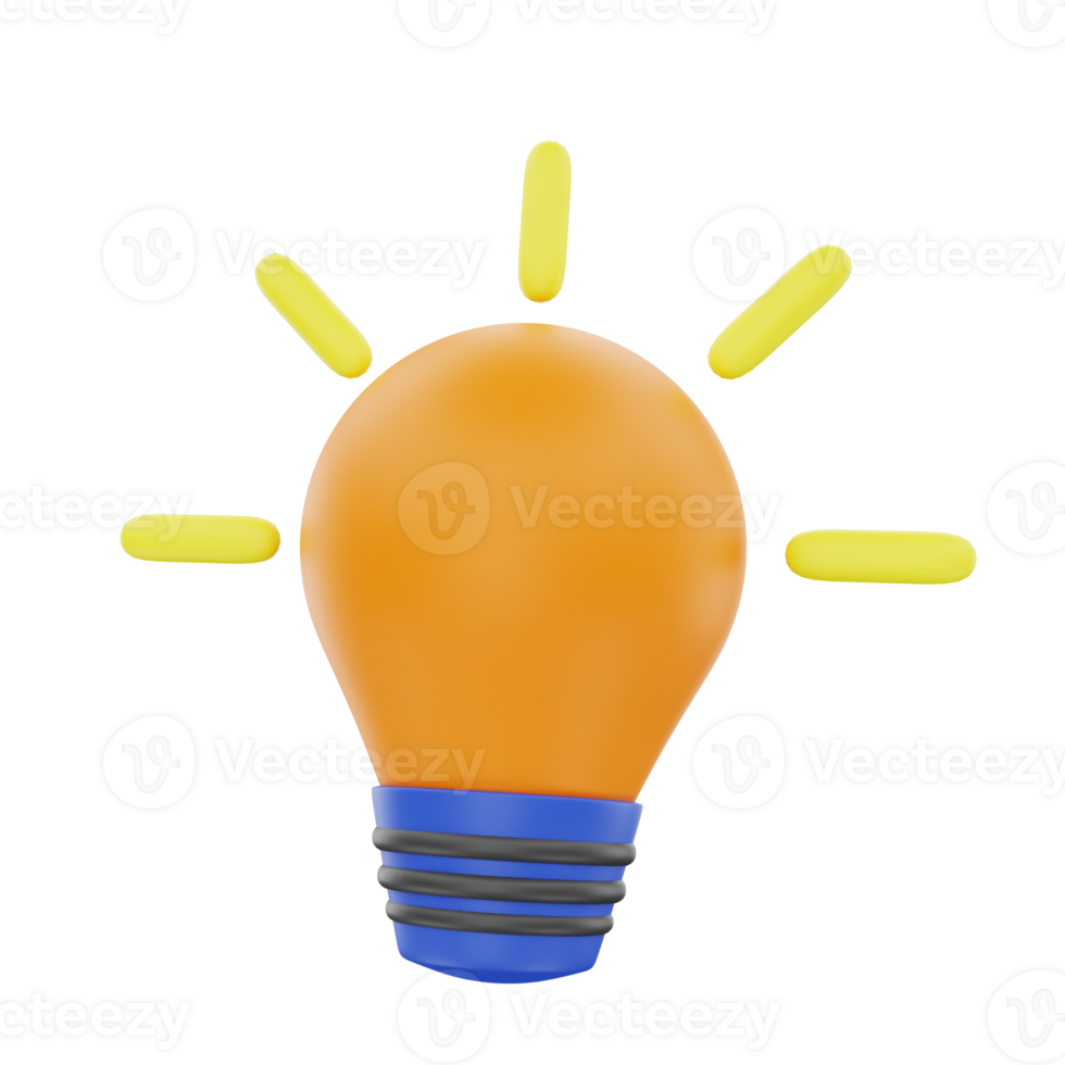3D Rendering Lamp Idea Icon Object png