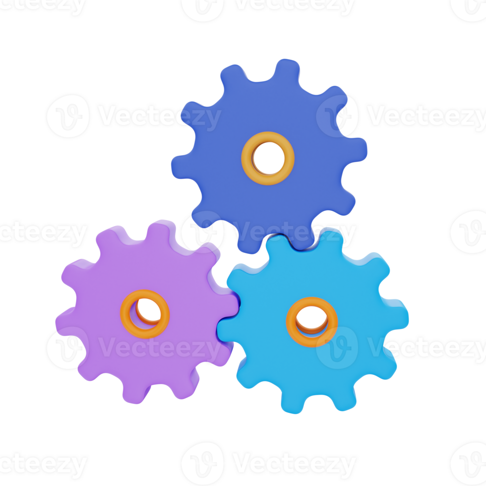 3D Rendering Gear Icon Object png