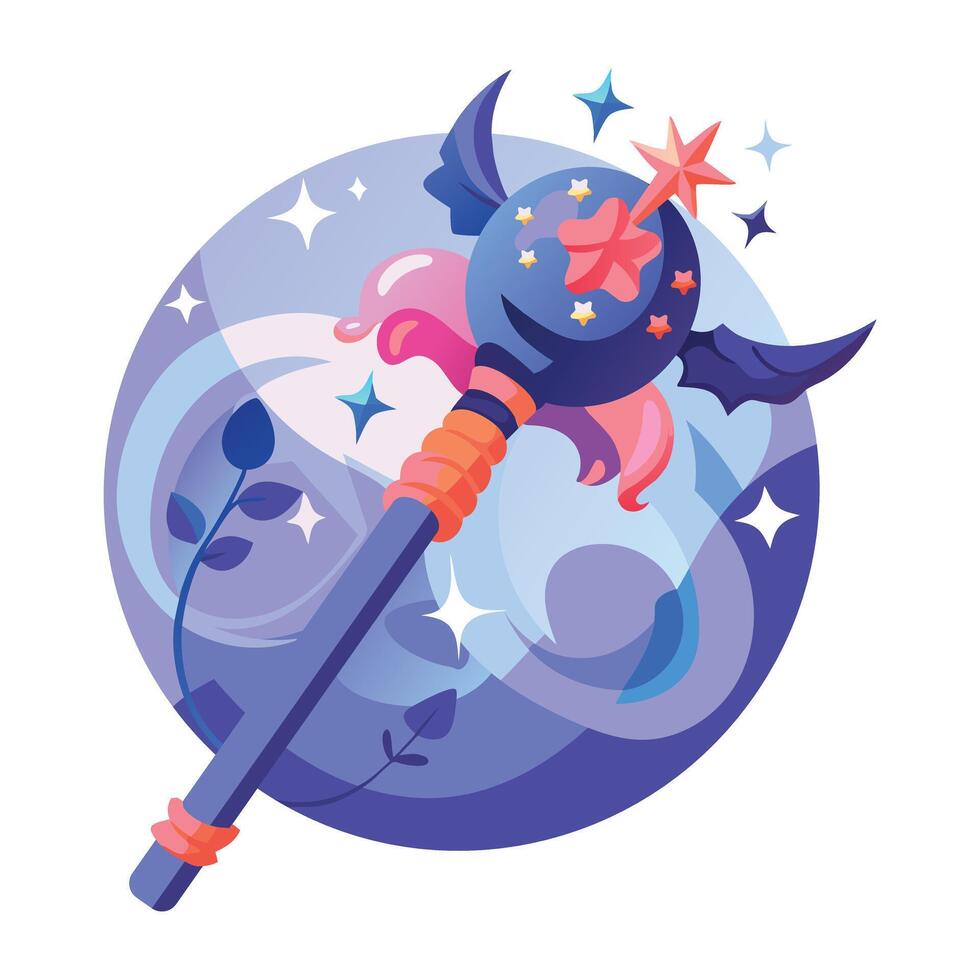 A flat style illustration of magical wand vector
