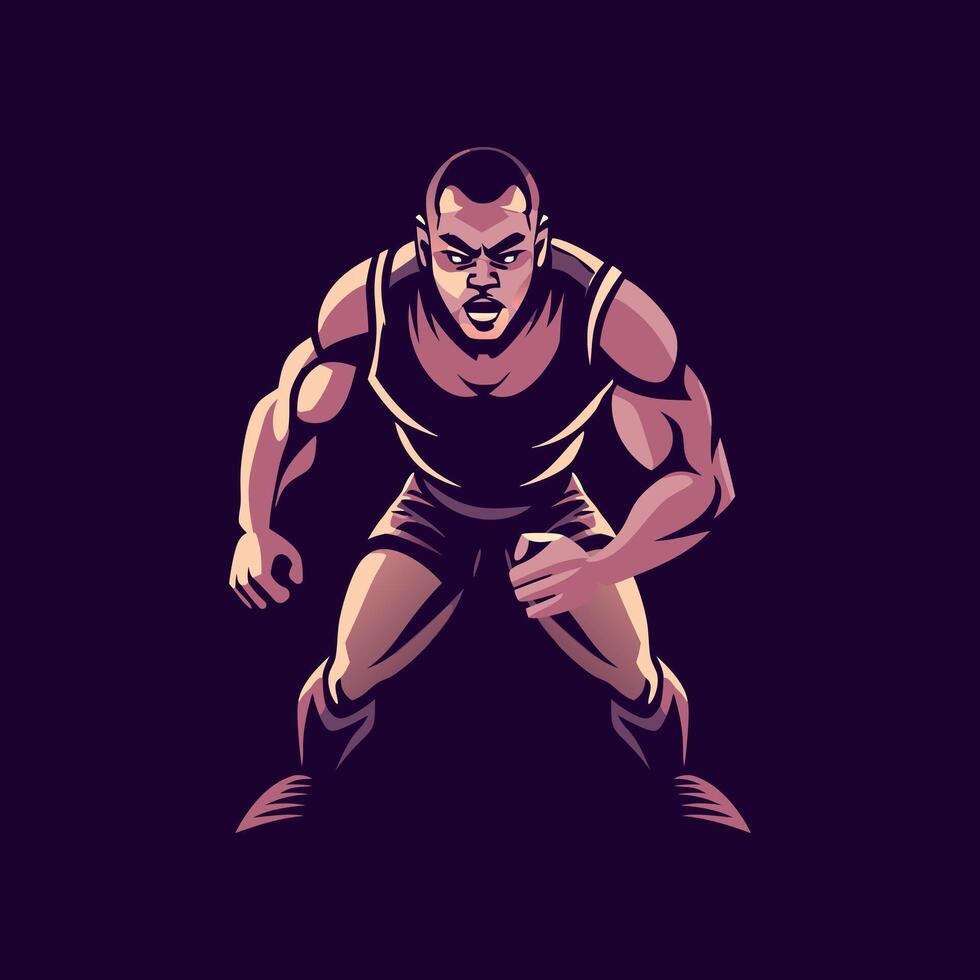 Wrestler illustration in flat style vector