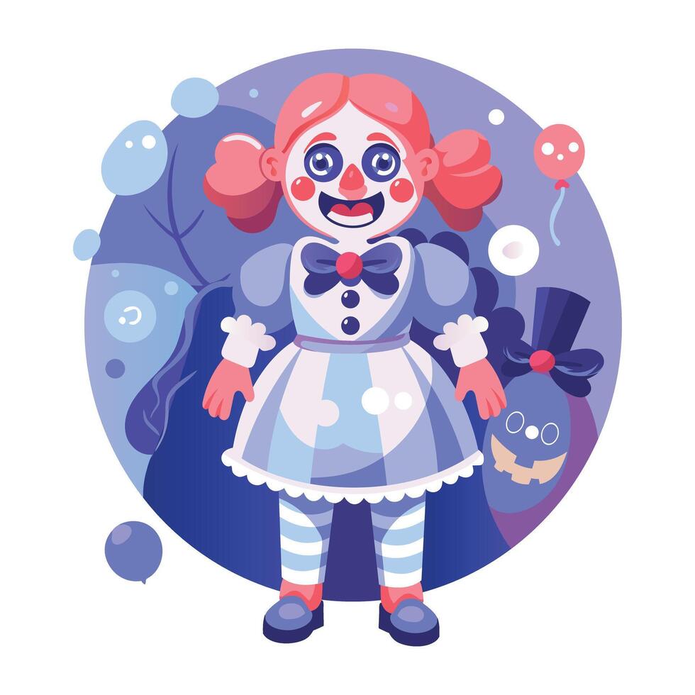 A flat illustration of scary doll vector