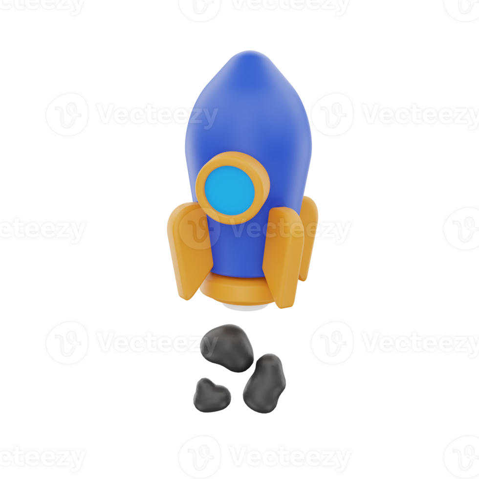 3D Rendering Rocket Icon Object png