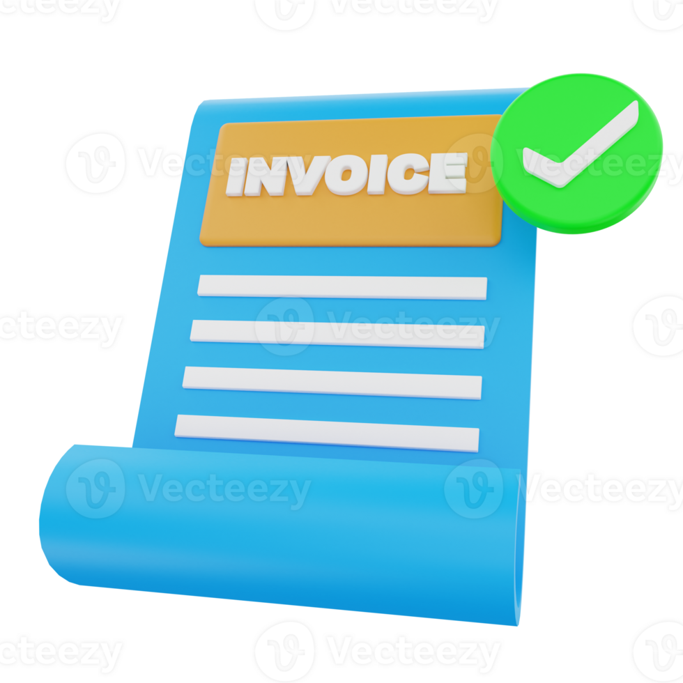 3D Rendering Invoice Icon Object png
