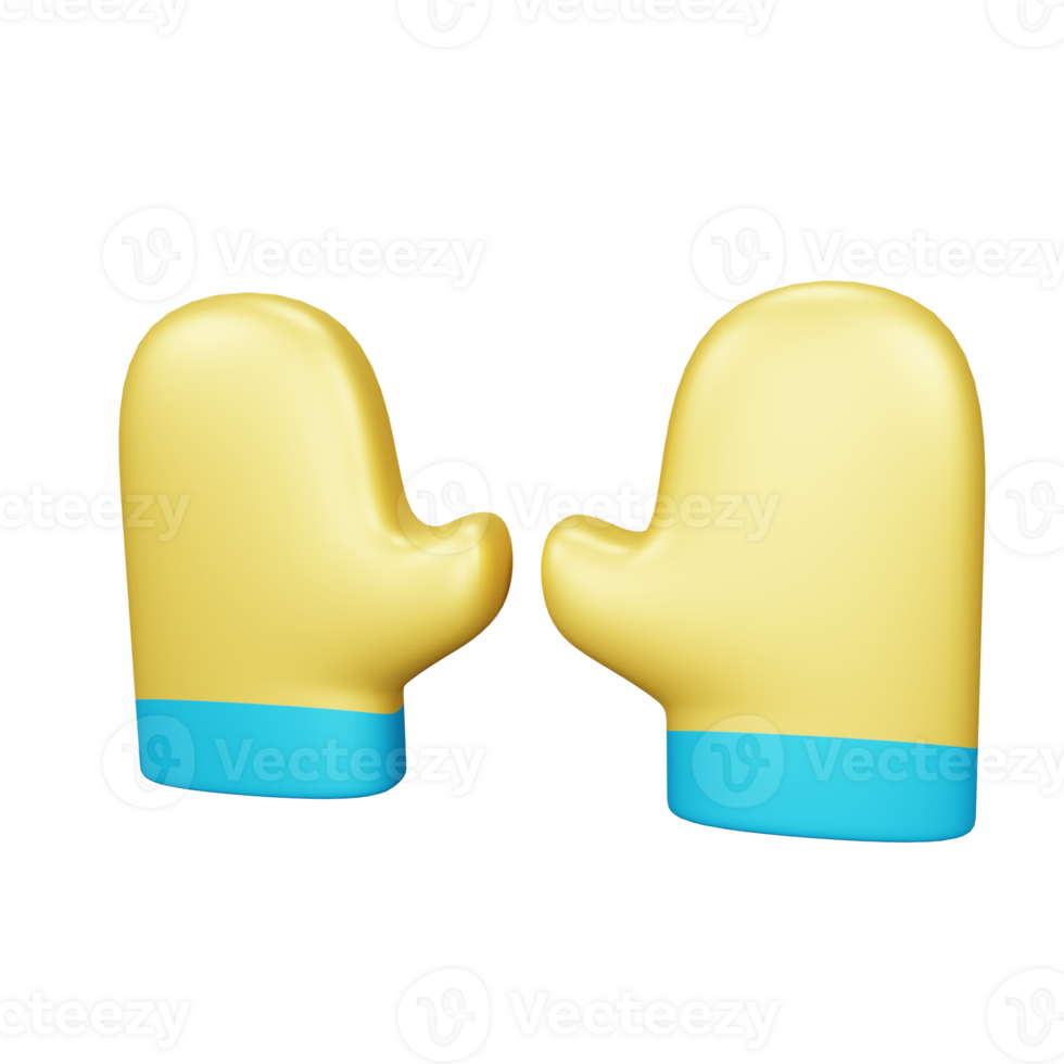 3D Rendering Kitchen Gloves Icon Object png