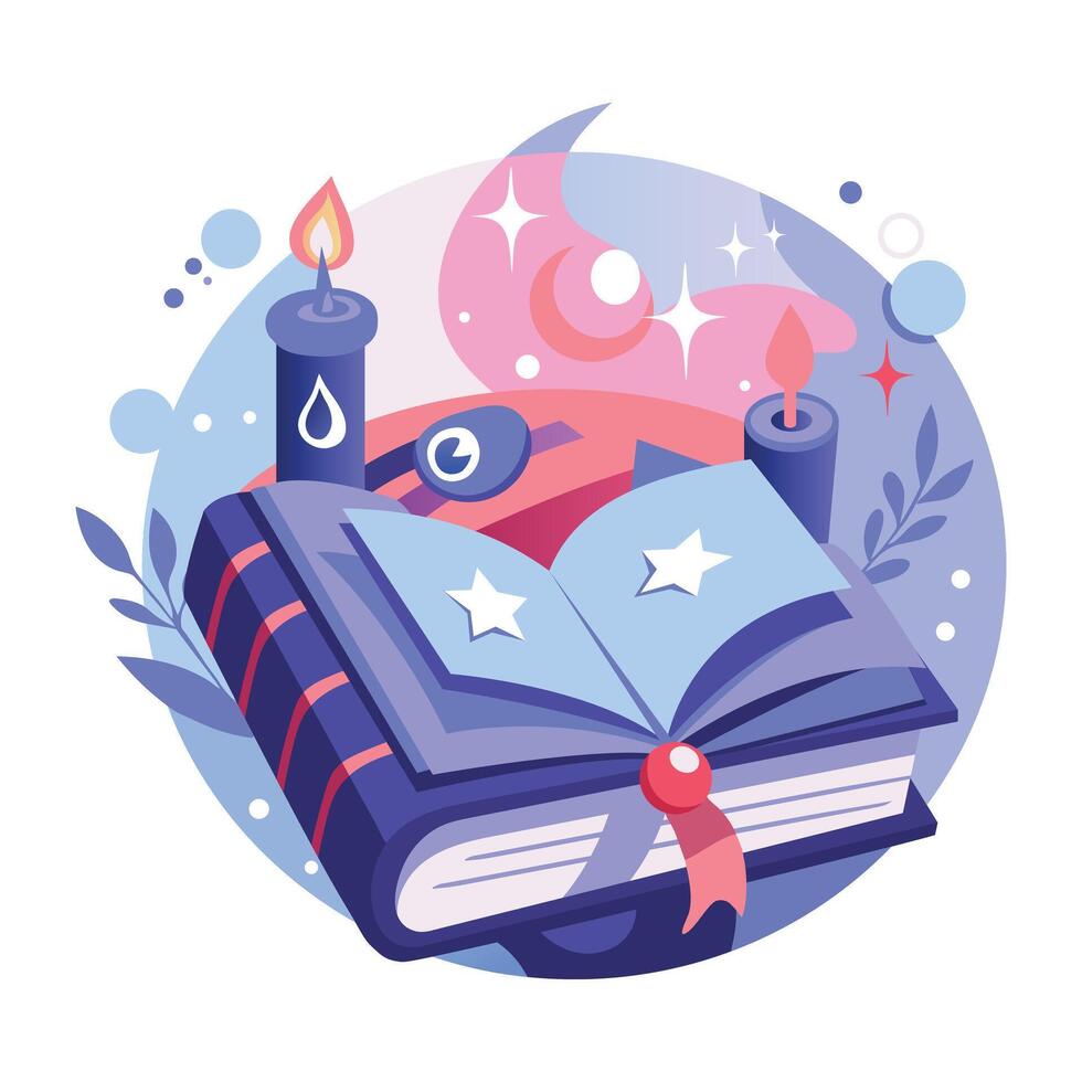A flat illustration of magical book vector