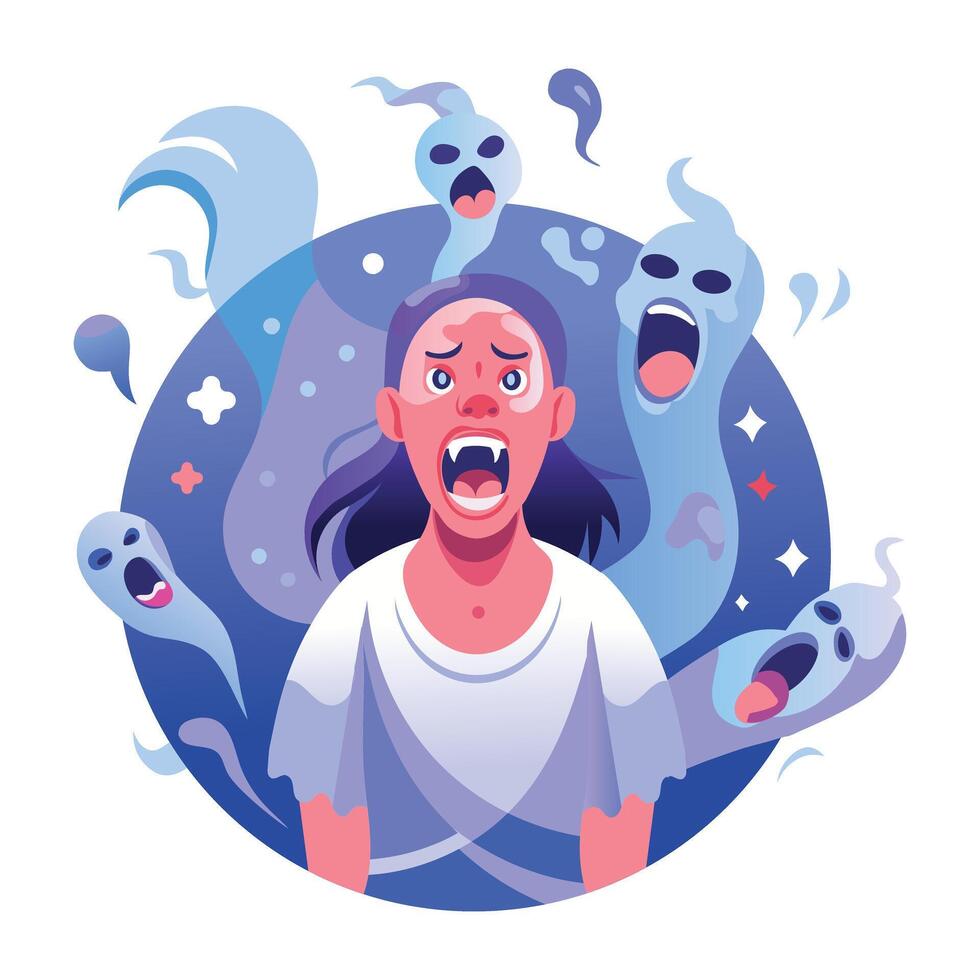 A flat illustration of scary zombie monster vector