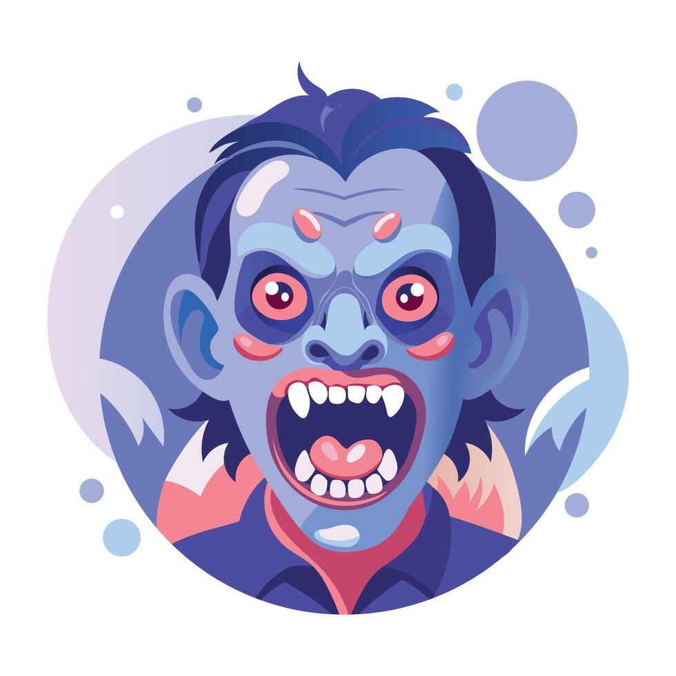 A flat illustration of horror man with vampire teeth vector