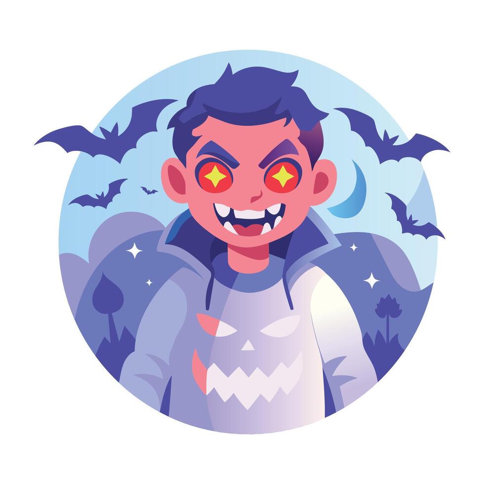 A flat illustration of spooky child vector