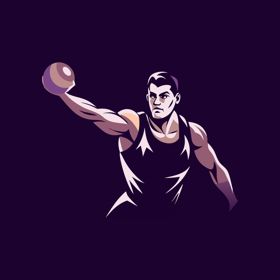 A flat illustration of discus throw game vector
