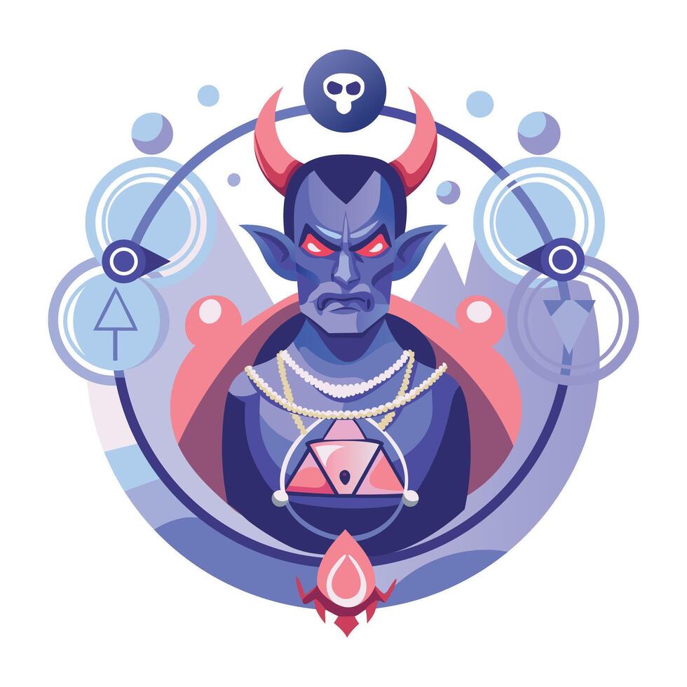 A flat illustration of scary devil character vector