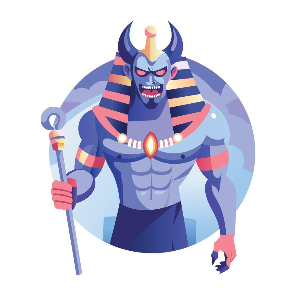 A flat illustration of an egyptian evil character vector