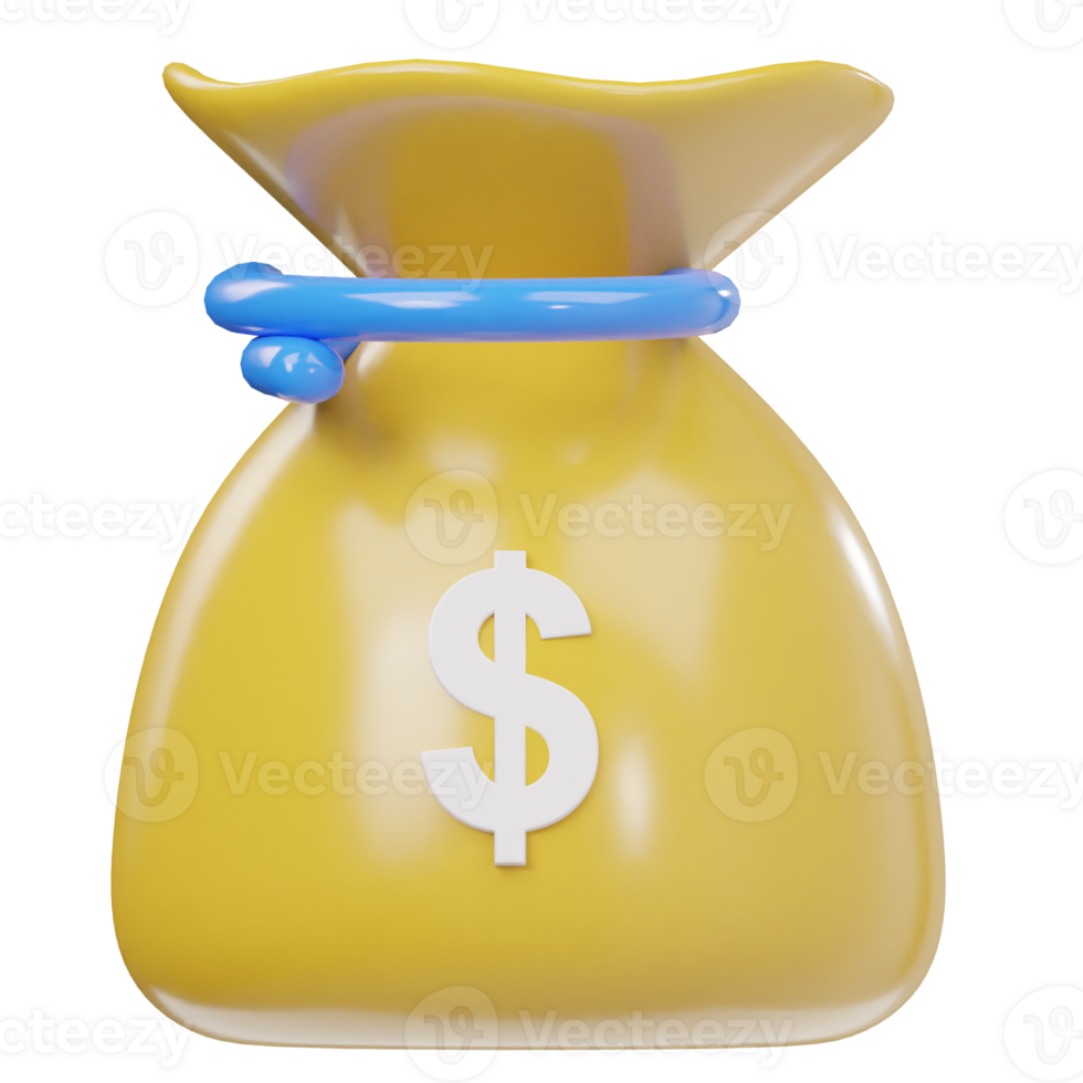 Money bag stock icon 3d render illustration png