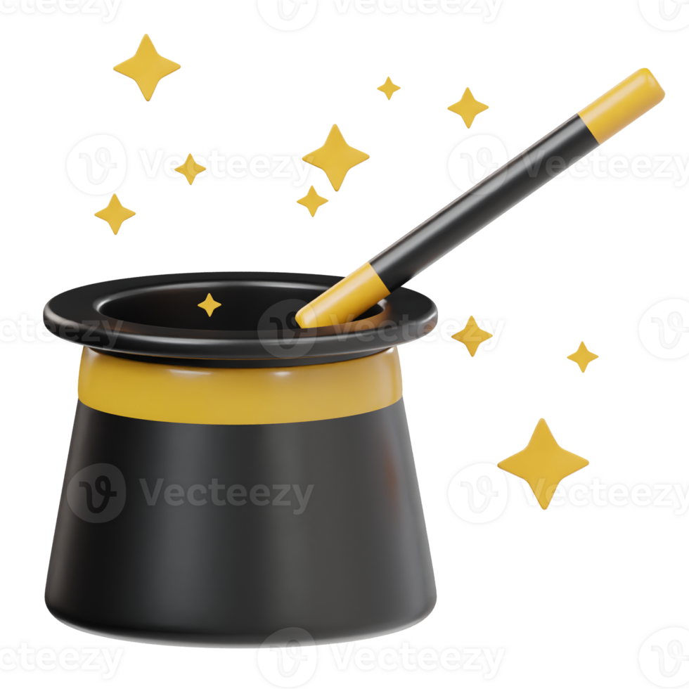 Magic trick hat icon 3d render illustration png