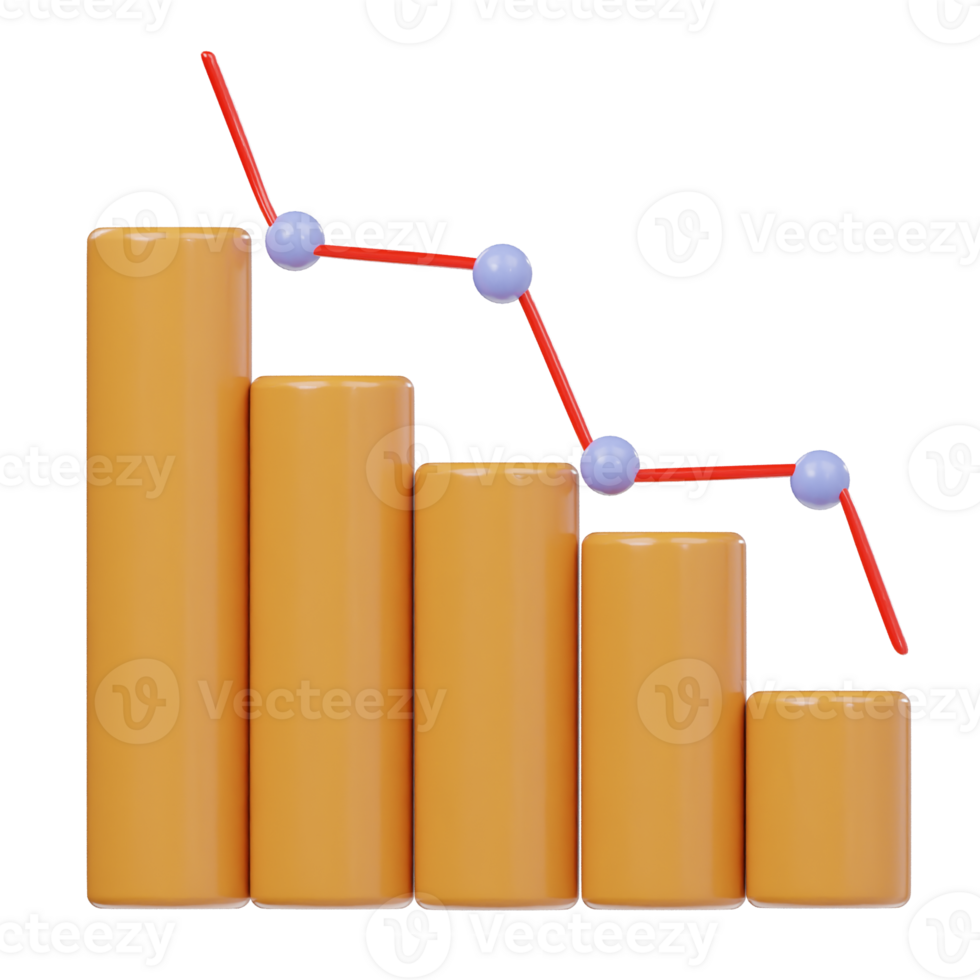 Down chart icon 3d rendering illustration png