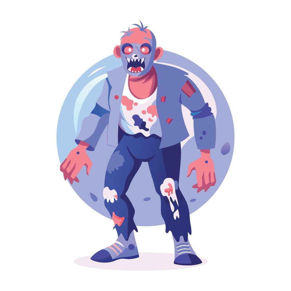 A flat illustration of scary zombie monster vector