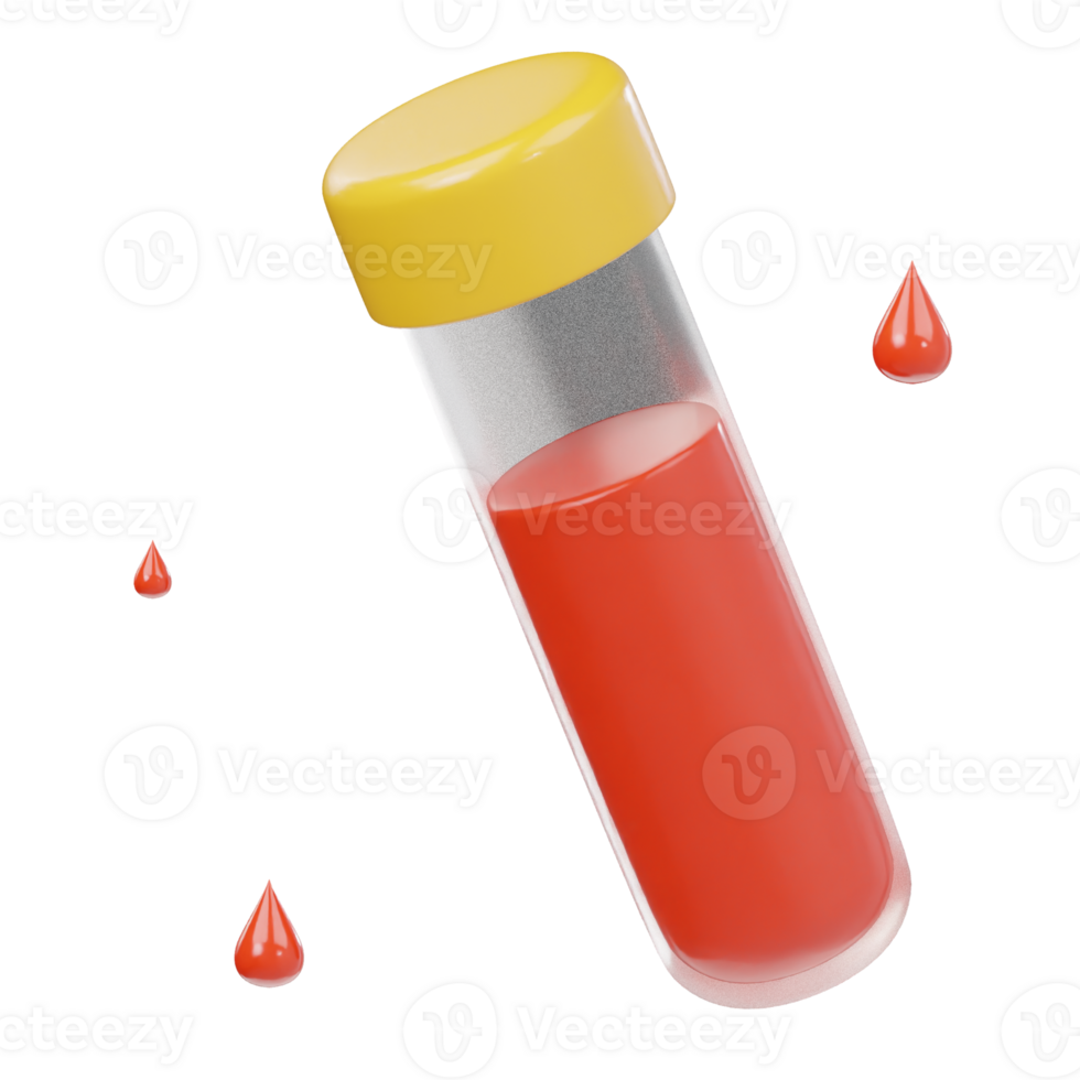 Blood test tube icon 3d render illustration png
