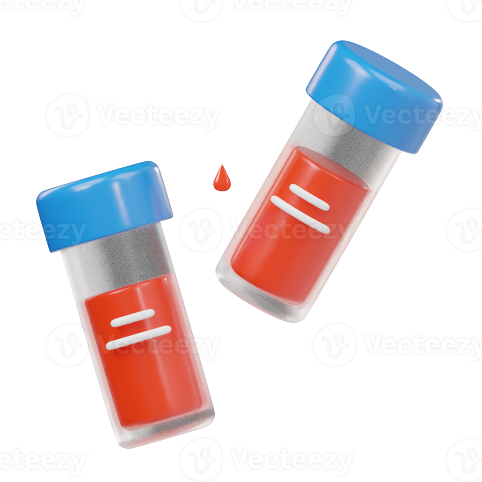 Medical blood test tube icon 3d render illustration png