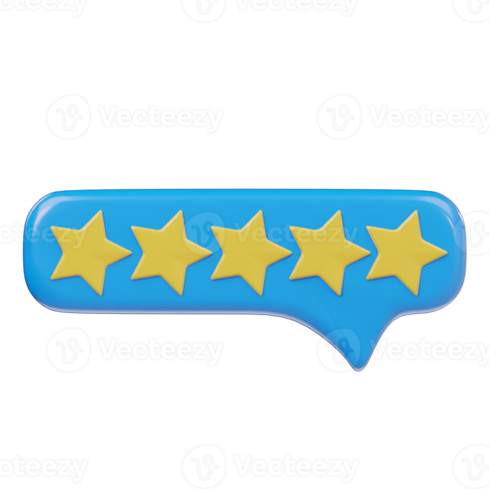 5star review icon 3d render illustration png