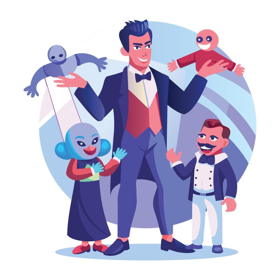 A flat illustration of scary storytelling man vector
