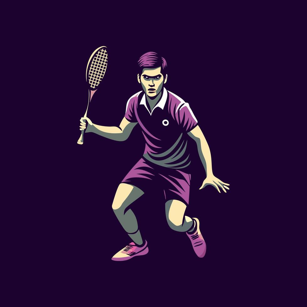 A man playing badminton, a flat style illustration vector