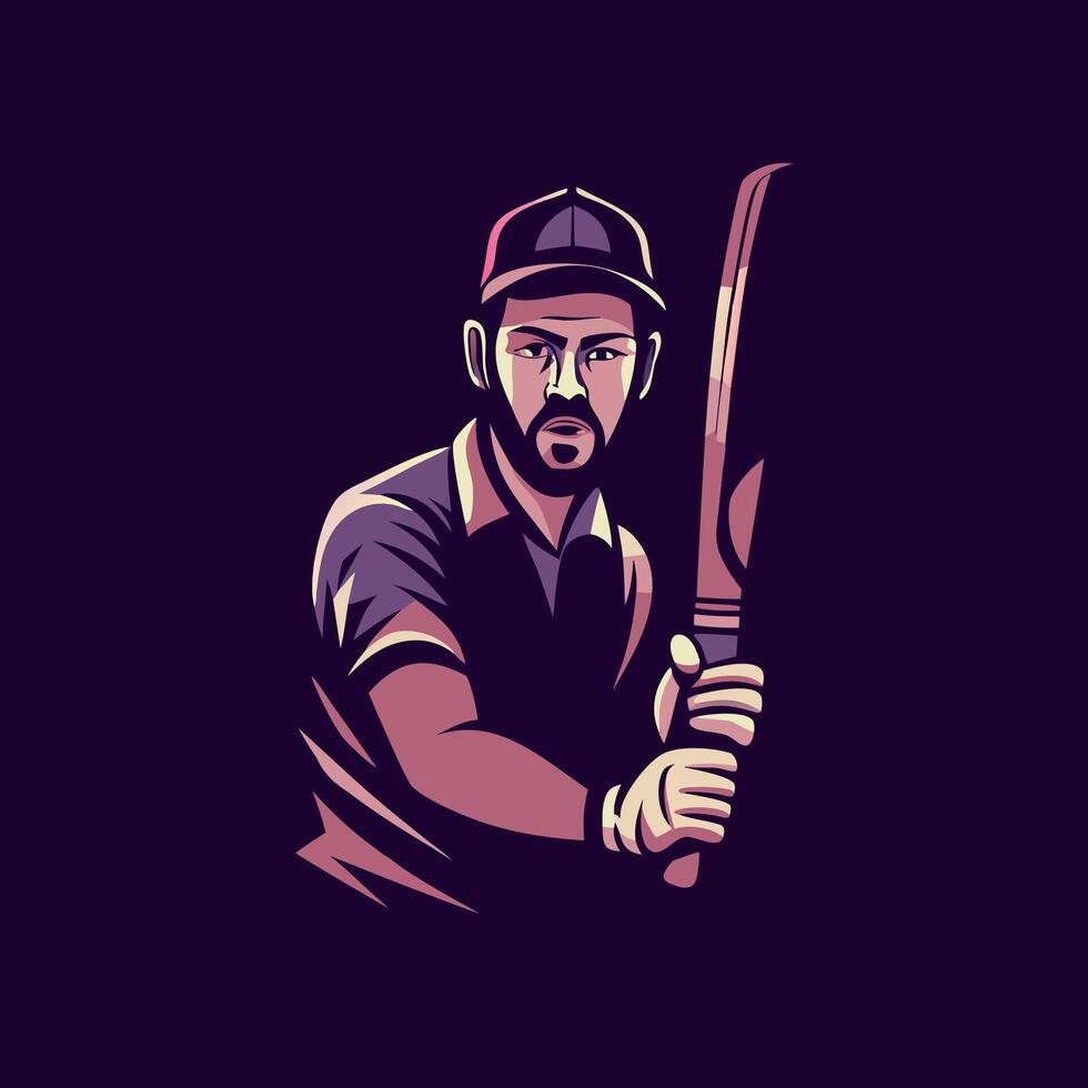 A flat illustration of a cricketer holding a bat vector