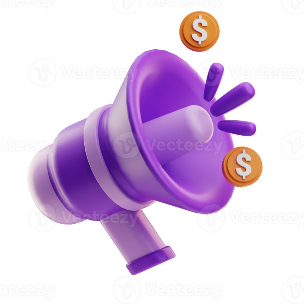 Megaphone Business finacial illustration 3D png