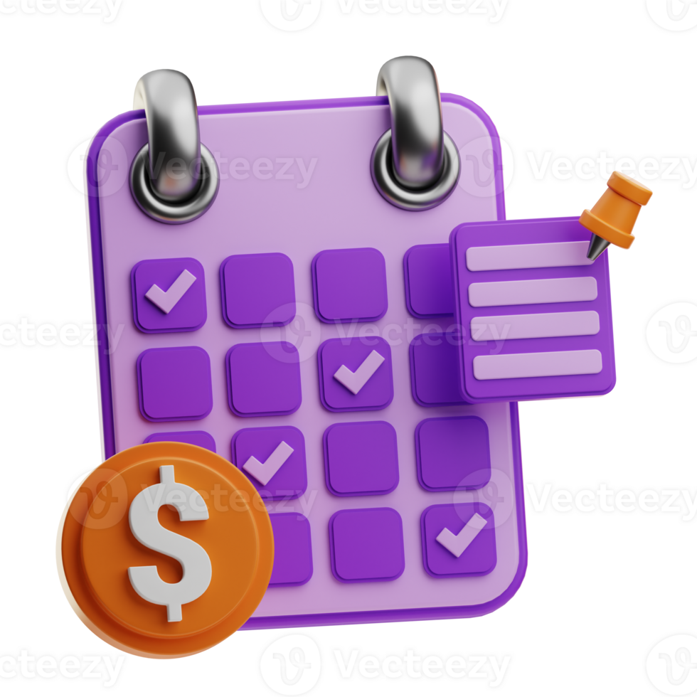Schedule Planning Business finacial illustration 3D png