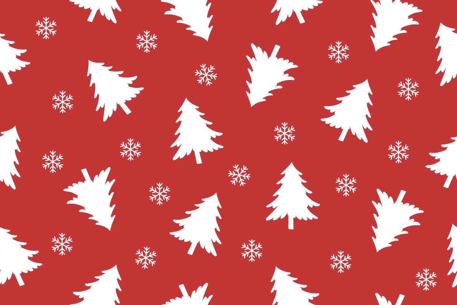 Christmas seamless pattern of white Christmas trees on red background. Christmas background. Christmas paper. vector