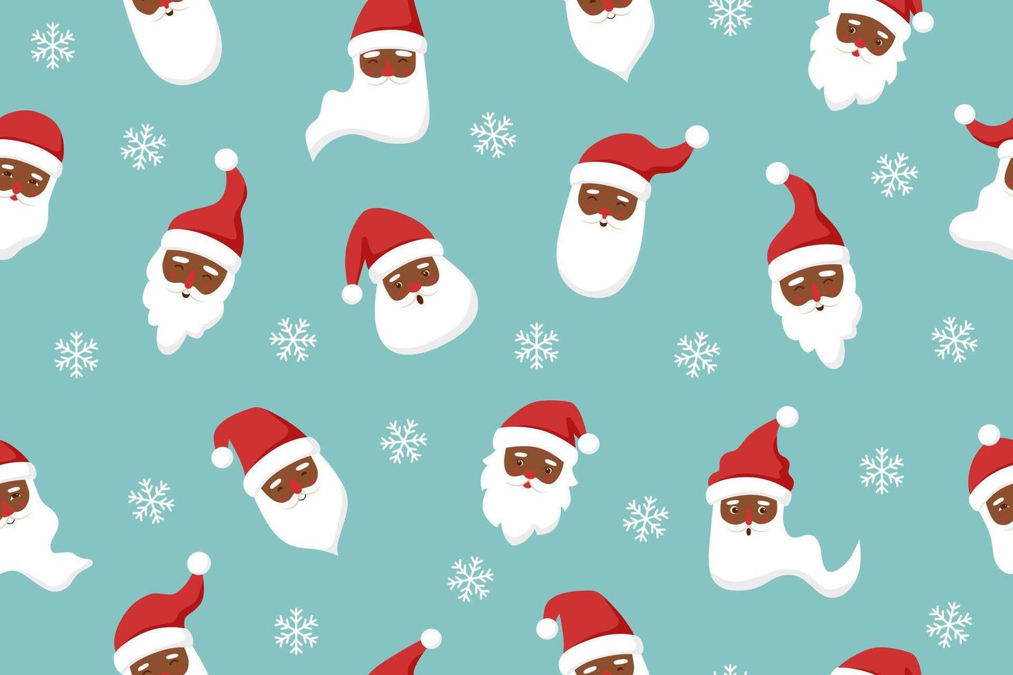 Christmas seamless pattern of Santa Claus on blue background. Christmas paper. vector