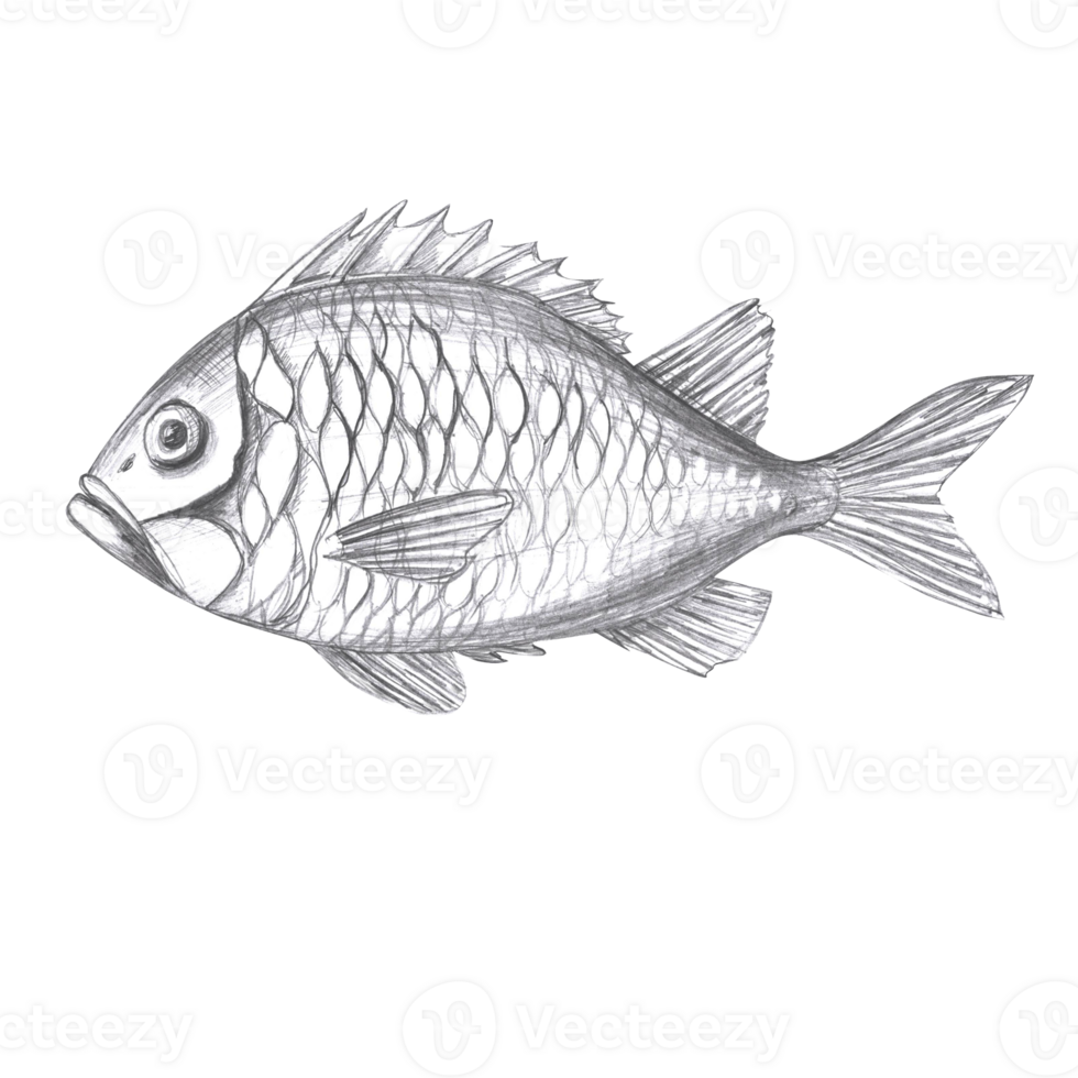 Sea bass painted in watercolor. Isolated fish illustration in realistic style for restaurant design, menu, textile, posters, tableware, holiday decoration png