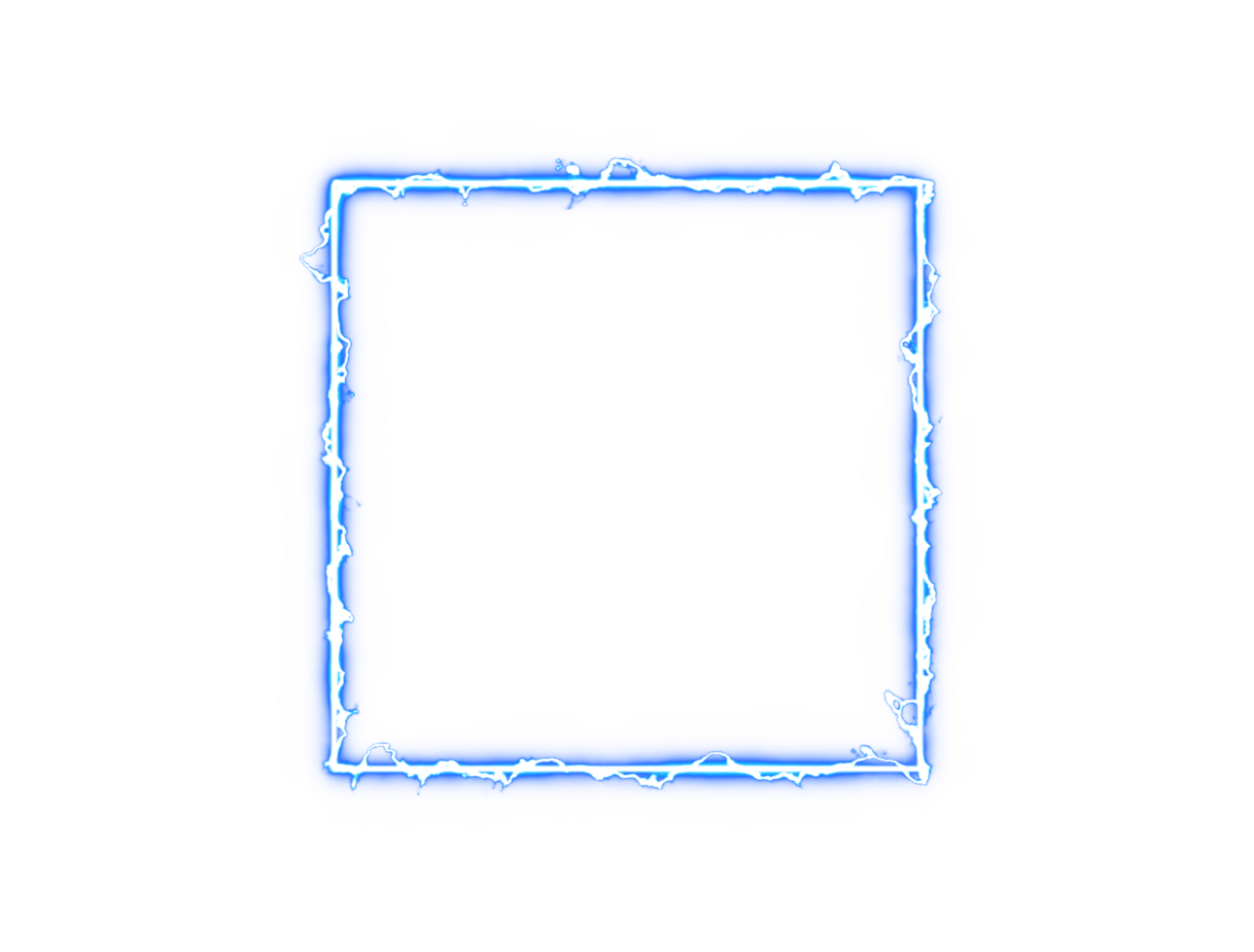Square shape blue electric effect frame outline border transparent background image png