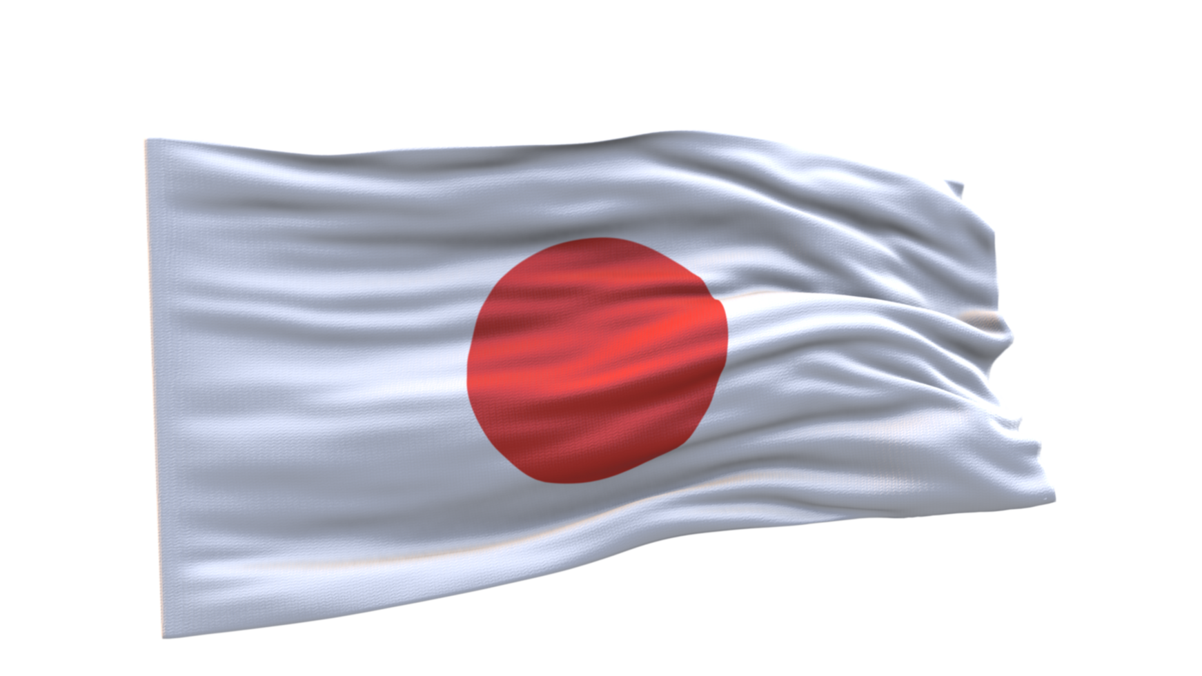 Japan Flag 3d render waving fabric textured clipart transparent background image png