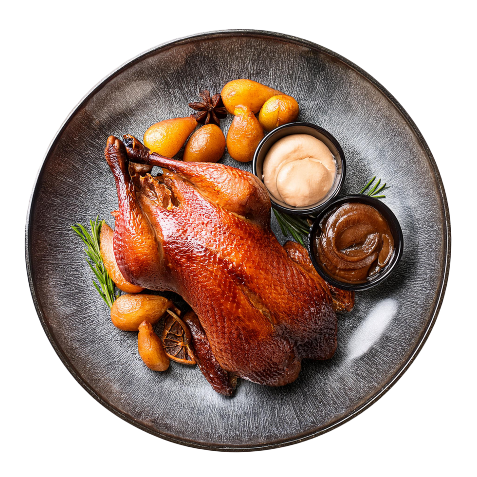 roasted duck on plate png