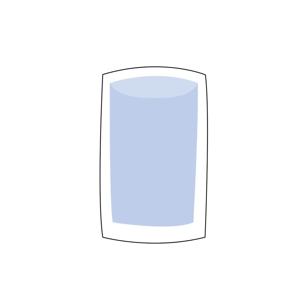 Illustration of a simple glass of water, outlined with black border vector