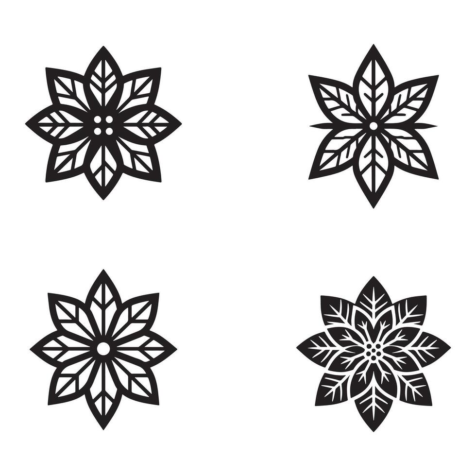 Christmas flower icon sets vector